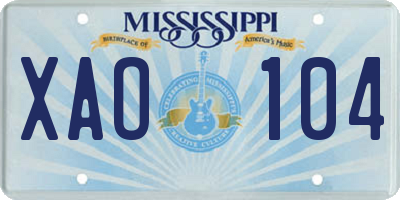 MS license plate XAO104