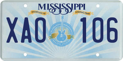 MS license plate XAO106
