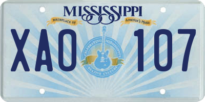 MS license plate XAO107