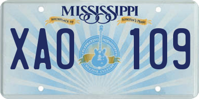 MS license plate XAO109