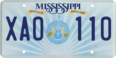 MS license plate XAO110