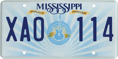 MS license plate XAO114
