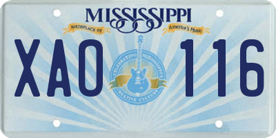 MS license plate XAO116