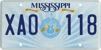 MS license plate XAO118