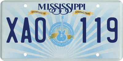 MS license plate XAO119