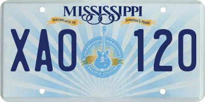 MS license plate XAO120