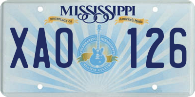 MS license plate XAO126