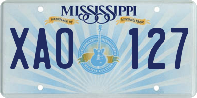 MS license plate XAO127