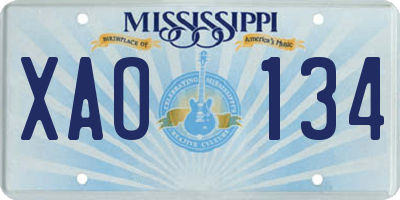 MS license plate XAO134