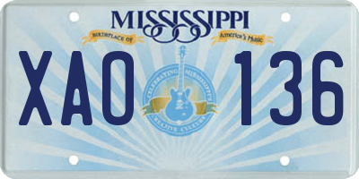 MS license plate XAO136