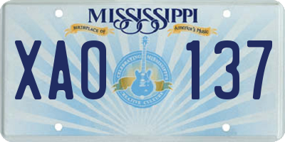 MS license plate XAO137