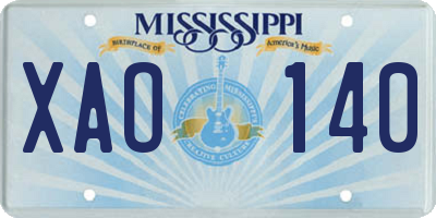 MS license plate XAO140
