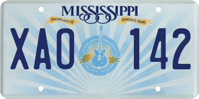 MS license plate XAO142