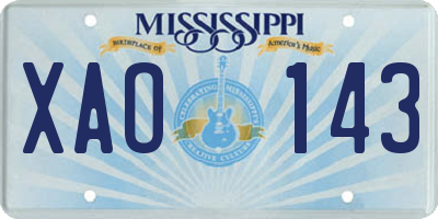 MS license plate XAO143