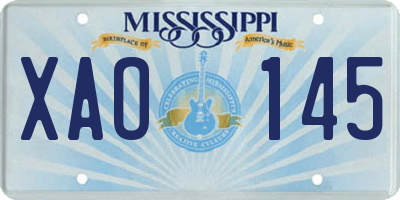 MS license plate XAO145