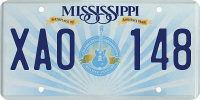 MS license plate XAO148