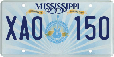 MS license plate XAO150