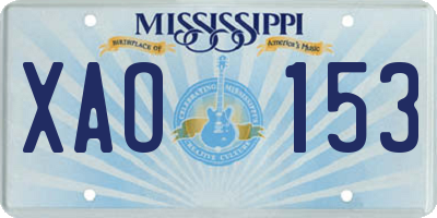 MS license plate XAO153