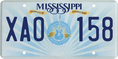 MS license plate XAO158