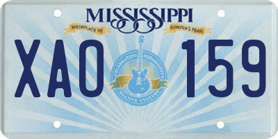 MS license plate XAO159