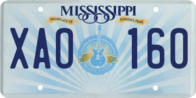 MS license plate XAO160