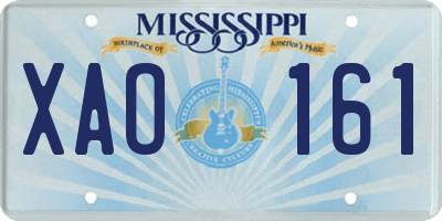 MS license plate XAO161