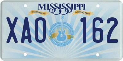 MS license plate XAO162