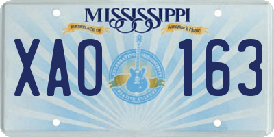 MS license plate XAO163