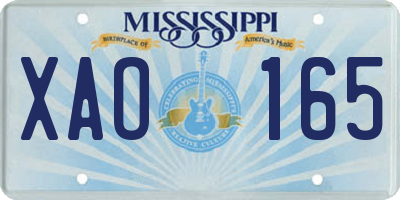 MS license plate XAO165