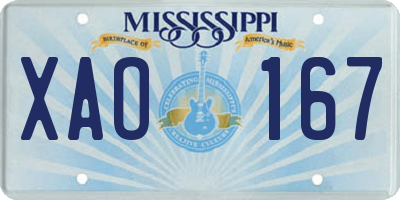 MS license plate XAO167