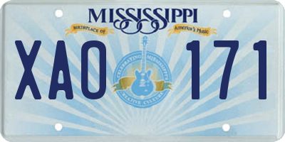 MS license plate XAO171