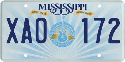 MS license plate XAO172