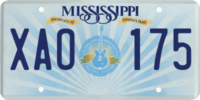MS license plate XAO175