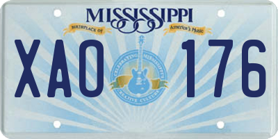 MS license plate XAO176