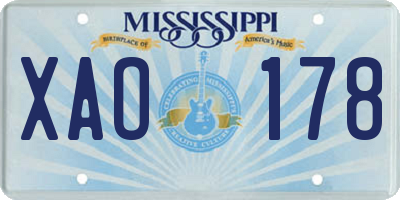 MS license plate XAO178