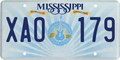 MS license plate XAO179
