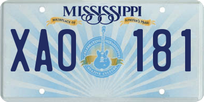 MS license plate XAO181