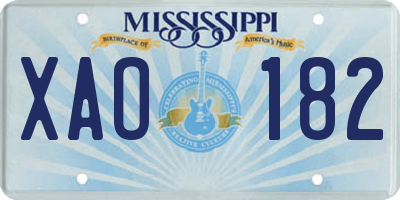 MS license plate XAO182