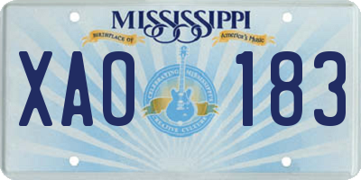 MS license plate XAO183