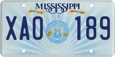 MS license plate XAO189