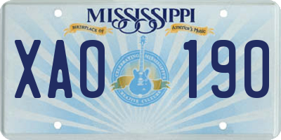 MS license plate XAO190