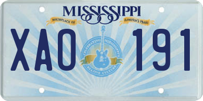 MS license plate XAO191