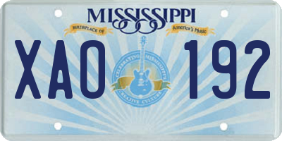 MS license plate XAO192