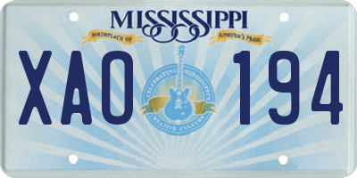 MS license plate XAO194