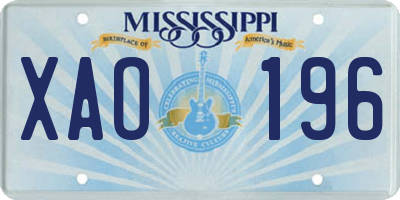 MS license plate XAO196