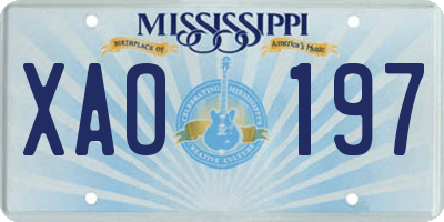 MS license plate XAO197