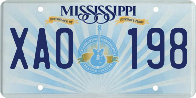 MS license plate XAO198