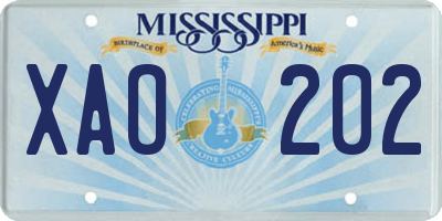 MS license plate XAO202