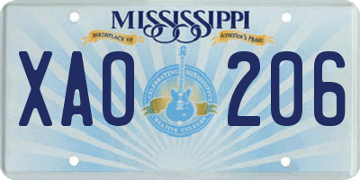 MS license plate XAO206