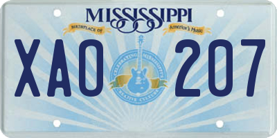 MS license plate XAO207